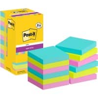 Notes Super Sticky Post-it Cosmic Colours Carré 76 x 76 mm Page blanche Assortiment 654-SSCOS-P8/+4 90 feuilles Pack économique 8+4 gratuit