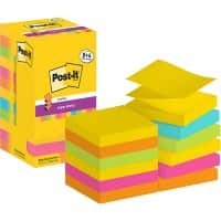 Z-Notes Super Sticky Post-it R330-SSCARN-P8+4 76 x 76 mm 90 notes par bloc Bleu, jaune, orange, rose, vert 12 unités (8+4 gratuits)