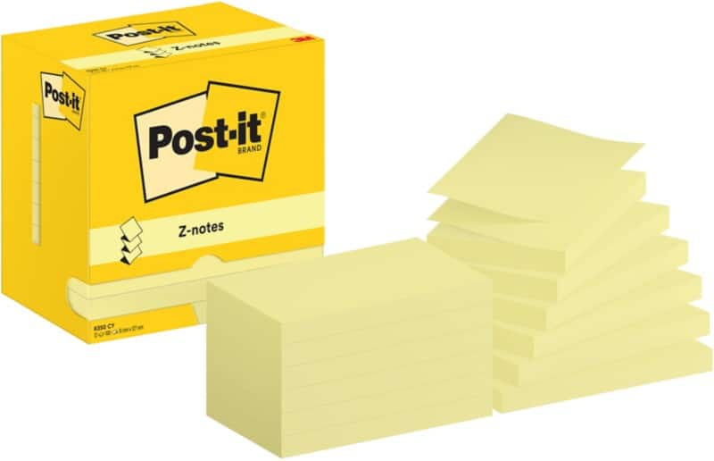 Z-Notes Post-it R350 CY 67 x 127 mm 100 notes par bloc Jaune 12 unités