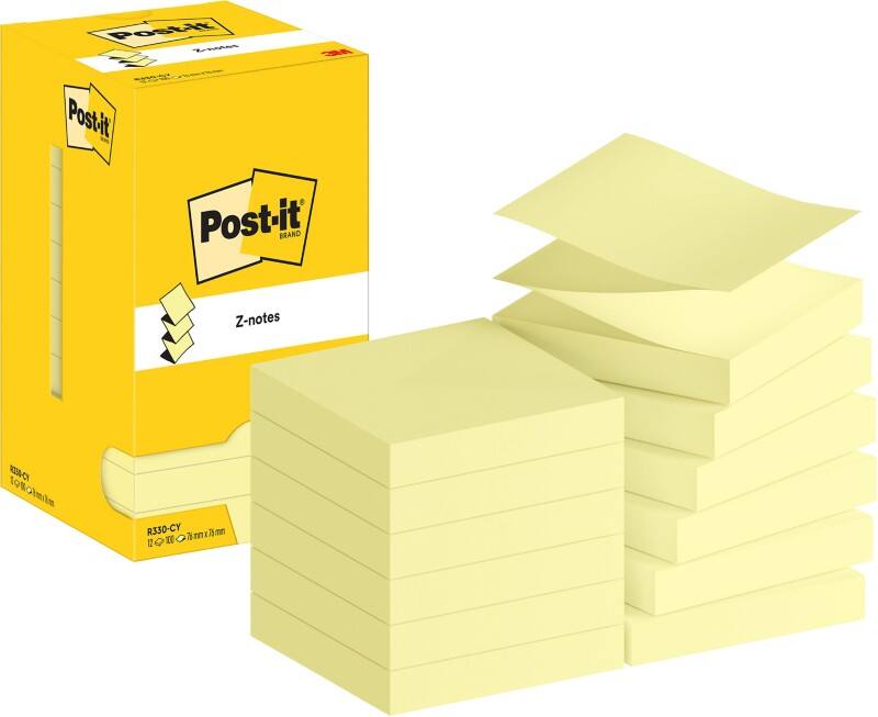 Z-Notes Post-it R330-CY 76 x 76 mm 100 notes par bloc Jaune 12 unités