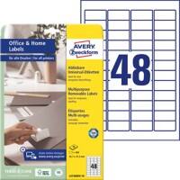 Étiquettes multifonctions Avery L4736REV-10 Adhésif A4 Blanc 4,57 x 32,7 x 2,12 cm 10 Feuilles de 48 Étiquettes
