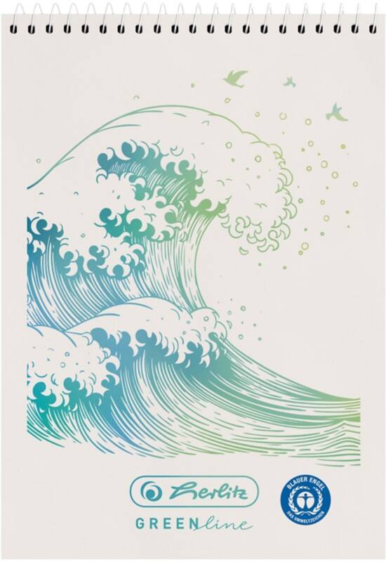 Cahier herlitz GREENline A7 Quadrillé Reliure spirale Reliure supérieure Dos cartonné  100 Pages