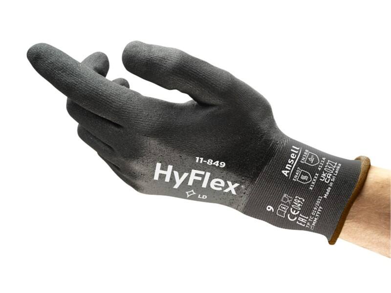 Gants de manutention Ansell HyFlex Mechanical Protection Non jetables Mousse, Nitrile Non poudrés Taille 10 Noir 12 paires