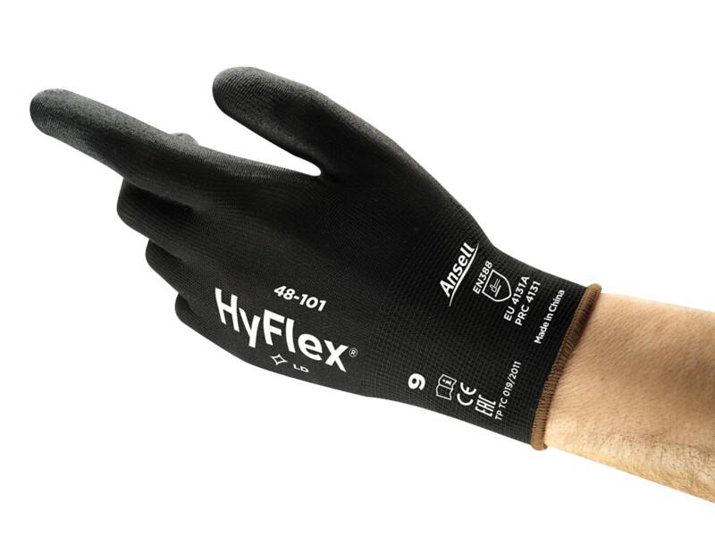 Gants de manutention Ansell HyFlex Mechanical Protection Non jetables PU (Polyuréthane) Non poudrés Taille 10 Noir 12 paires