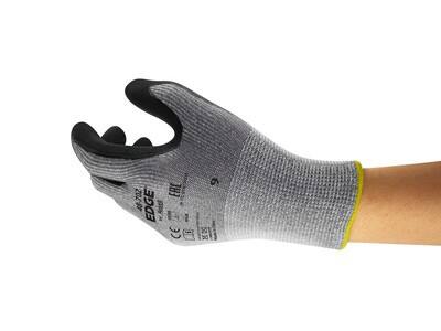 Gants de manutention Ansell EDGE Cut Resistant Non jetables Mousse, Nitrile Non poudrés Taille 9 Noir 12 paires