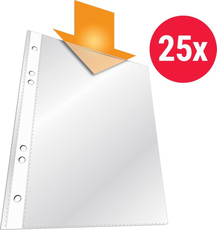 Pochettes perforées DURABLE Business A5 Granuleux Transparent 60 microns PP (Polypropylène) Ouverture par le haut 6 perforations 2650 25 unités