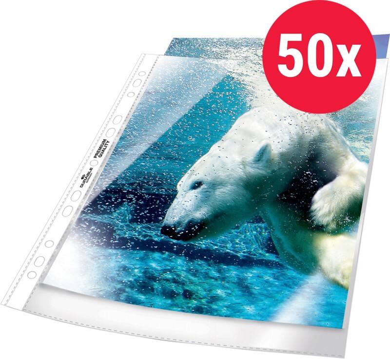 Pochettes perforées DURABLE Premium A4 Transparent 80 microns PP (Polypropylène) Ouverture par le haut 11 perforations 2677 50 unités