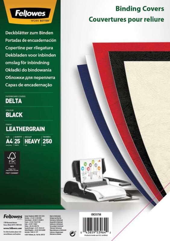 Couverture pour reliure Fellowes A4 Papier Noir 25 Unités
