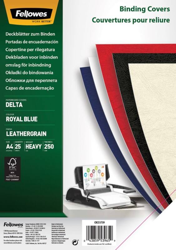 Couverture pour reliure Fellowes A4 Pâte à papier Bleu 25 Unités
