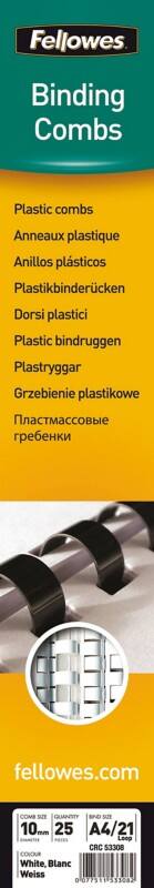 Peigne de reliure Fellowes A4 10 mm 41-55 PVC (Polychlorure de vinyle) Blanc