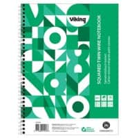 Cahier Viking A4+ Quadrillé Reliure à double fil Reliure latérale Papier Couverture souple Vert Perforé 200 Pages