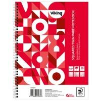 Cahier Viking A5+ Quadrillé Reliure à double fil Reliure latérale Papier Couverture souple Rouge Perforé 160 Pages 5 Unités