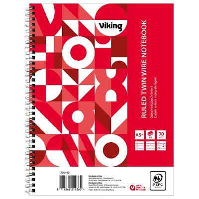Cahier Viking A5+ Ligné Reliure à double fil Reliure latérale Papier Couverture souple Rouge Perforé 160 Pages 5 Unités