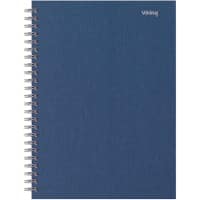 Cahier Viking A5+ Quadrillé Reliure à double fil Reliure latérale Papier Dos cartonné Bleu marine Perforé 160 Pages