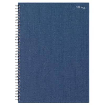 Cahier Viking A4 Ligné Reliure à double fil Reliure latérale Papier Dos cartonné Bleu marine Perforé 160 Pages