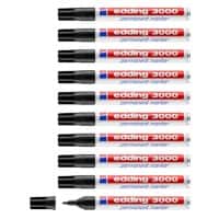 Marqueur permanent edding 3000 100% Recyclé Moyen Ogive 1,5 - 3 mm Noir Rechargeable Résistant à l'eau 10 Unités