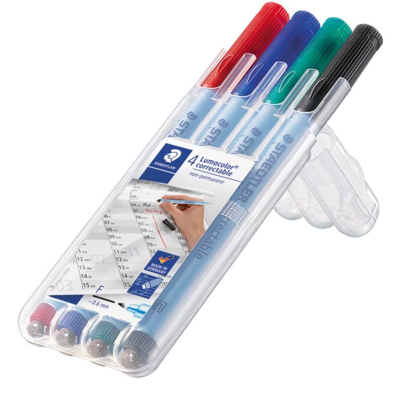 Marqueur OHP/DVD Lumocolor STAEDTLER Fin 0,6 mm Assortiment Rechargeable 4 Unités