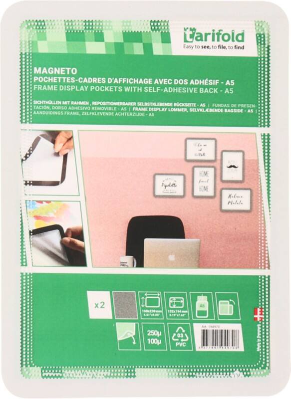 Cadre d'affichage Djois Magneto A5 Adhésif Gris Adhésif PP, PVC 194970 16,8 (L) x 0,2 (P) x 23 (H) cm 2 Unités