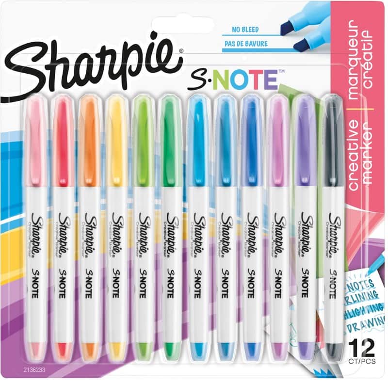 Marqueur Sharpie S-Note 2138233 Assortiment Biseauté - 12 Unités