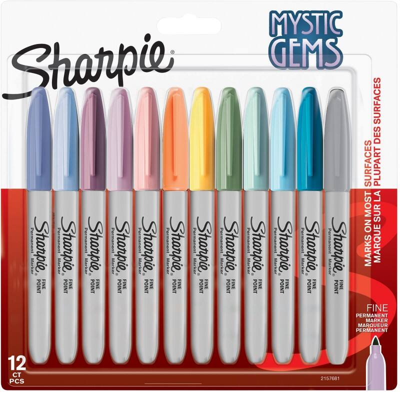 Marqueur permanent Sharpie Mystic Gems 2157681 Fin Ogive - 3 mm Assortiment 12 Unités