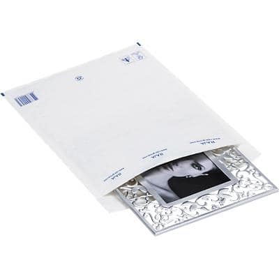 Pochette d’envoi à bulles RAJA Papier Kraft, Film en polyéthylène Blanc Sans Fenêtre 270 (l) x 360 (H) mm Bande adhésive 75 g/m² Recyclé 95% 100 Unités