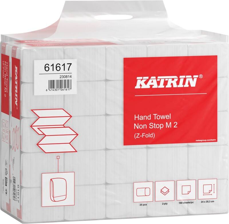 Essuie-mains Katrin Classic 61617 Pliage en Z 2 Plis Blanc 25 Rouleaux de 160 Feuilles