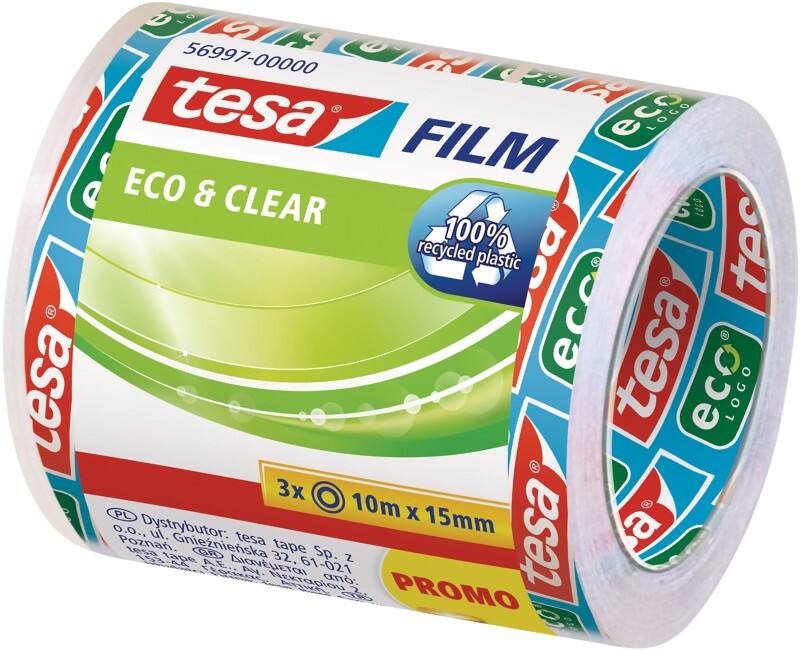 Ruban adhésif tesa tesafilm eco & clear 56997 Transparent 15 mm (L) x 10 m (L) PP (Polypropylène) 100% Recyclé 3 Rouleaux