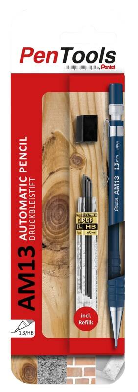 Lot Porte-mines Pentel AM13 + 8 recharges 1,3 mm Noir