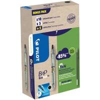 Stylo-bille Pilot B2P Ecoball Noir Pointe Moyenne 0,4 mm Lot de 10 stylos et 10 recharges