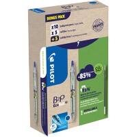 Stylo-bille Pilot B2P Ecoball Pointe Moyenne 0,4 mm Bleu Lot de 10 stylos et 10 recharges