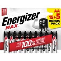 Pile Energizer Max AA alcaline LR6 2 550 mAh 1,5 V 20 unités