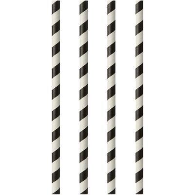 Pailles en papier PAPSTAR Blanc Noir 0,6 x 20 cm 100 unité