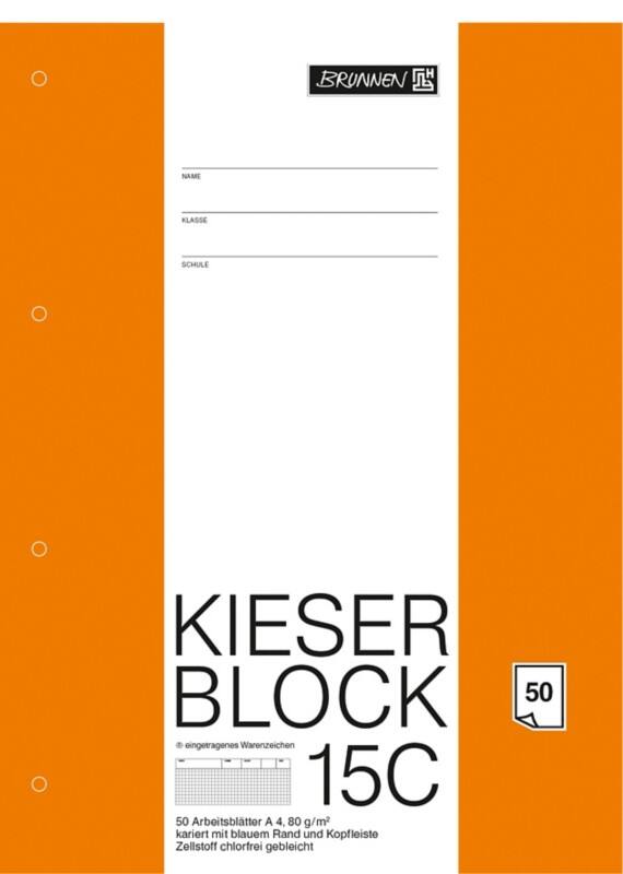 Bloc-notes BRUNNEN Kieser A4 Quadrillé Collé Reliure par collage 50 unités