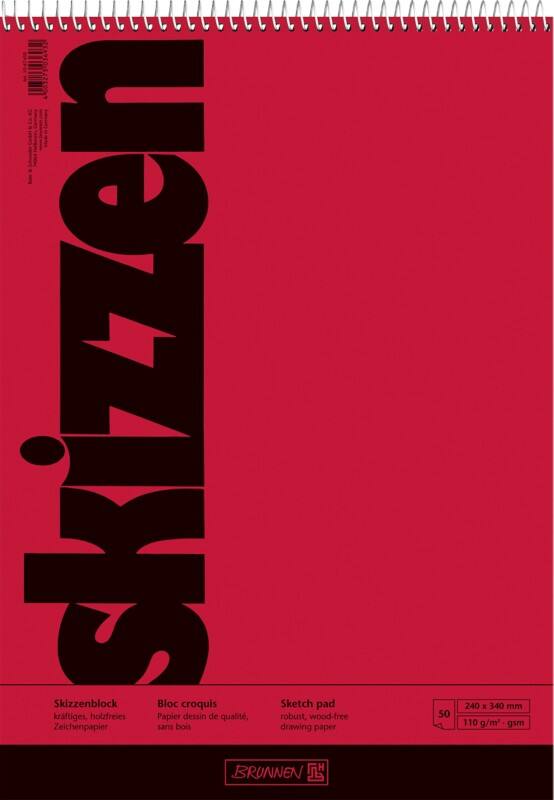 Carnet de croquis BRUNNEN 24 x 34 cm 110 g/m² à spirales Rouge 50 unités