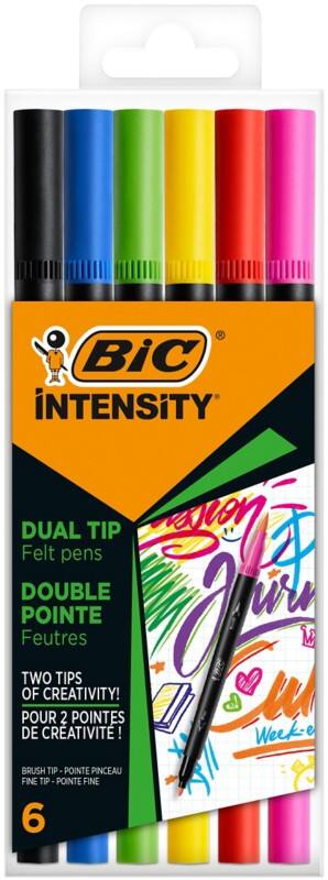 Stylo-feutre BIC Intensity 2-en-1 Double pointe 0,7 - 0,9 mm Fin Assortiment 6 Unités