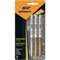 Marqueur permanent BIC Intensity Pointe moyenne, ogive 1,2 mm Assortiment Non rechargeable 3 Unités