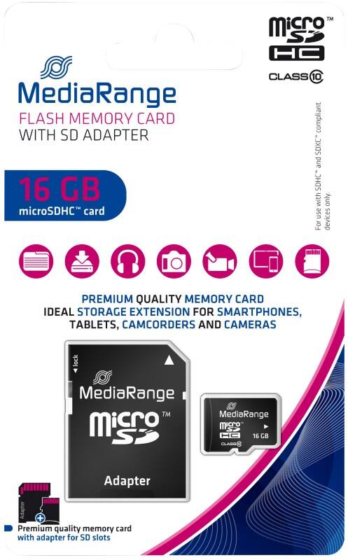 Carte microSDHC MediaRange 16 Go Class 10