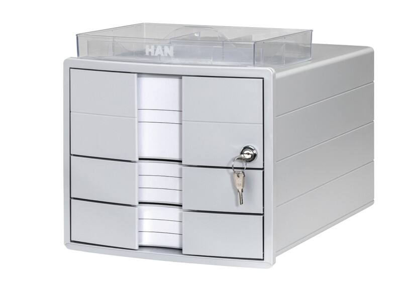 HAN IMPULS PS (Polystyrène) Gris 3 Tiroirs 28 x 36,7 x 23,5 cm A4