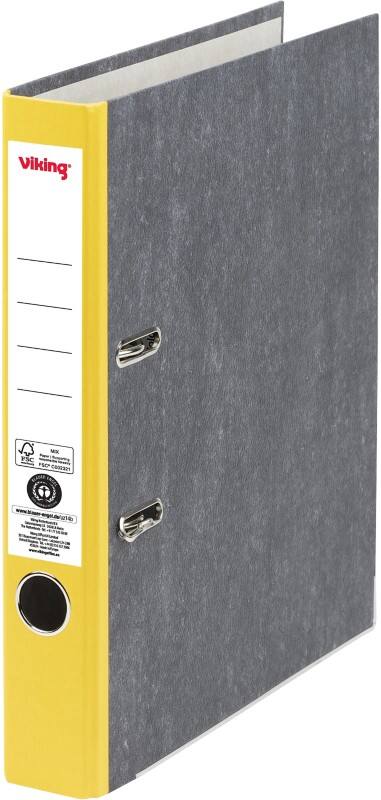 Classeur à levier Viking Étroit A4 50 mm Jaune, noir 2 Anneaux Plastique Mat
