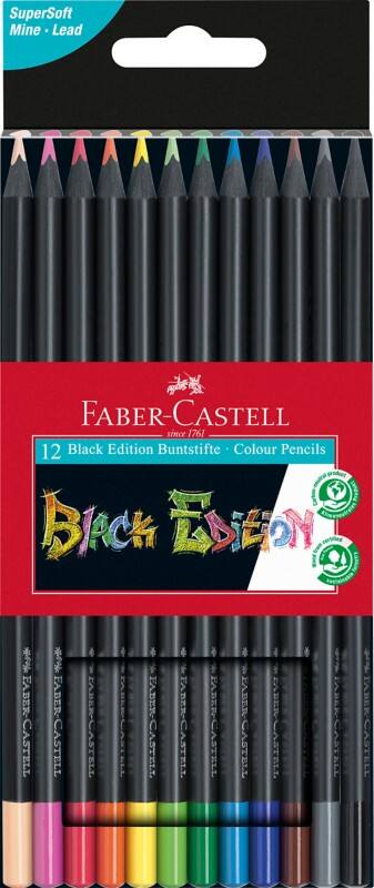 Crayons de couleur Faber-Castell Black Edition Assortiment 12 Unités