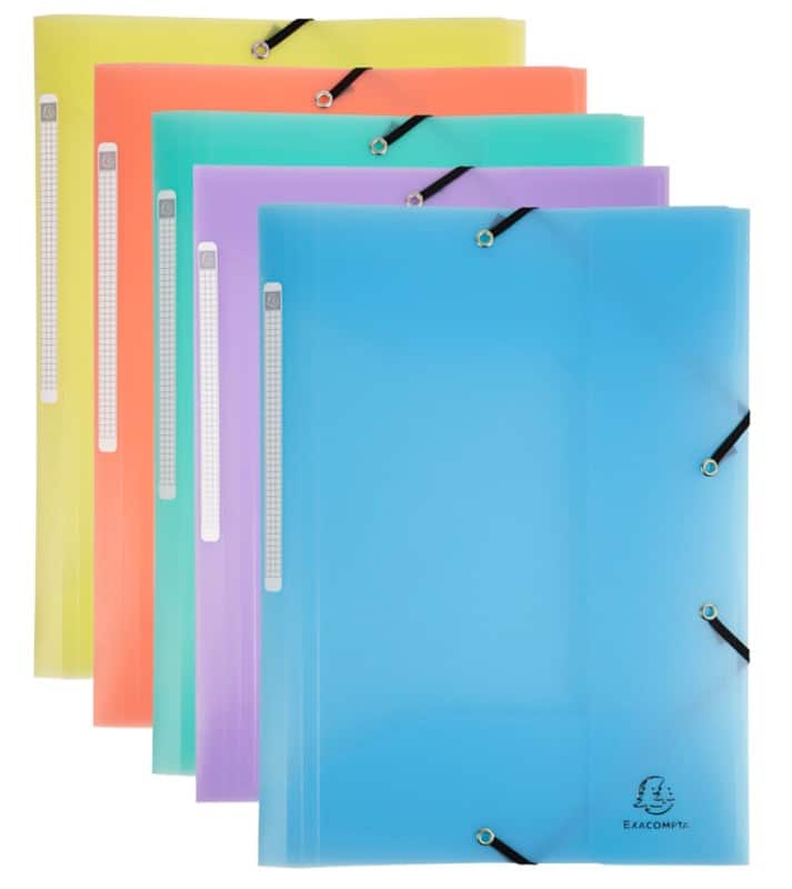 Farde à 3 rabats Exacompta Chromaline Pastel 55170E A4 Polypropylène Élastique 240 x 320 mm Assortiment 5 unités