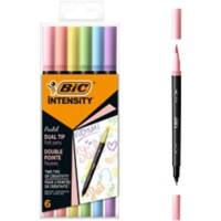 Stylo-feutre BIC Intensity Dual Pastel Permanent Assortiment Fin Fin 0,7 mm 6 Unités