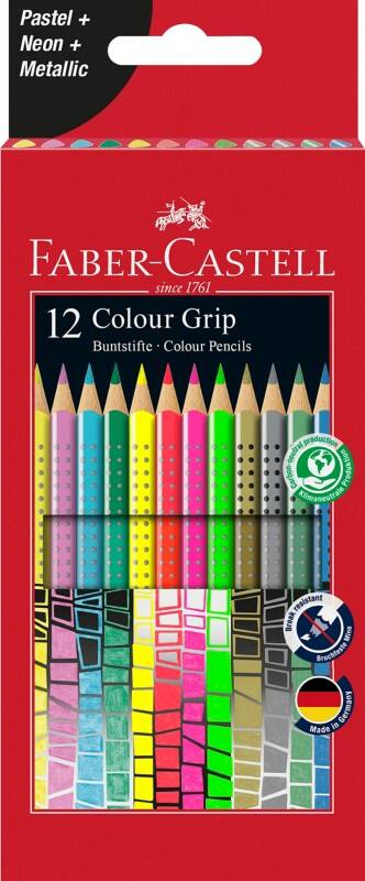 Crayons de couleur Faber-Castell Colour Grip Assortiment 12 Unités