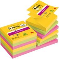 Z-Notes Super Sticky Post-it 76 x 76&nbsp;mm Couleurs Carnival 90 Feuilles Pack économique 8 blocs + 4 GRATUITS