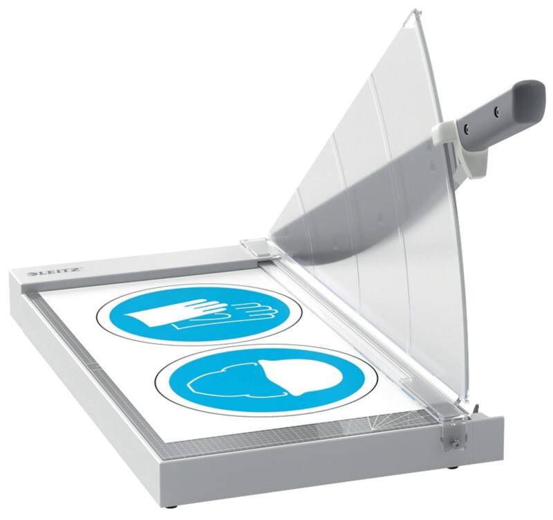 Cisaille Leitz Precision Office 9022 A3 420 mm lame en acier inoxydable plateau de découpe en verre premium guide lumineux EdgeGlow gris 15 feuilles