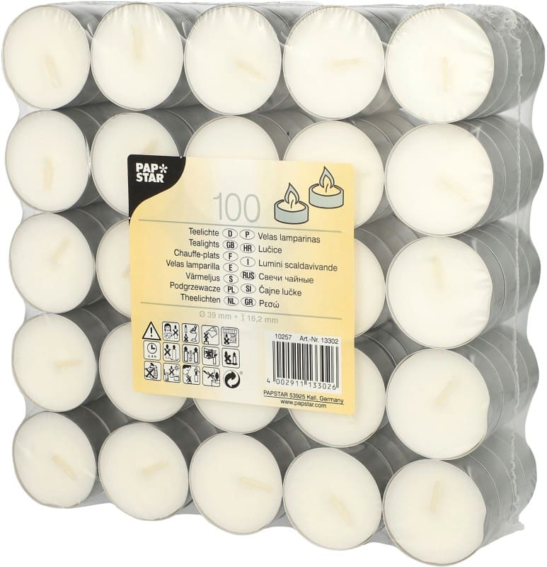 Bougies chauffe-plat PAPSTAR Blanc 380 Unités