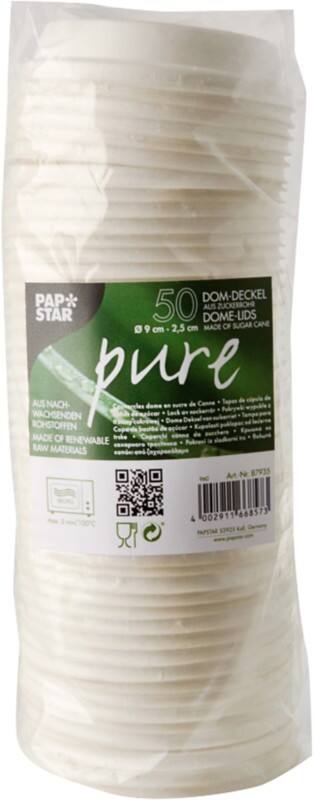 Couvercle PAPSTAR Jetable Canne à sucre Blanc 50 unités