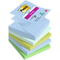 Z-Notes Super Sticky Post-it Oasis Carré 76 x 76 mm Page blanche Bleu, vert R330-5SS-OAS 90 5 Unités de 90 Feuilles