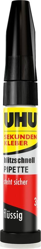 Colle instantanée UHU Instantly Pipette Control transparente 3 g