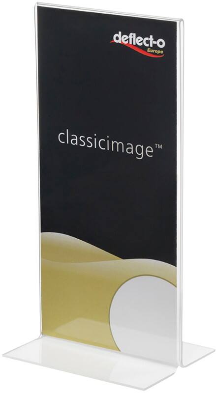 Porte-visuel Deflecto DL En forme de T 10 (l) x 8 (p) x 21,5 (h) cm Transparent
